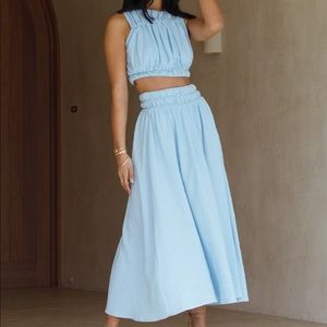 New without tags blue summer set skirt +top girl and the Sun, size s